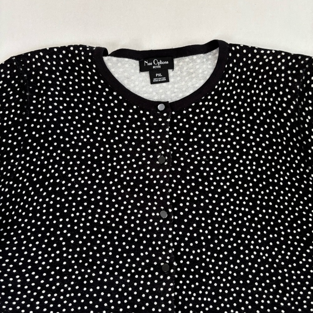 Nue Options Black‎ and White Polka Dot Button Down cardigan sz xl petite